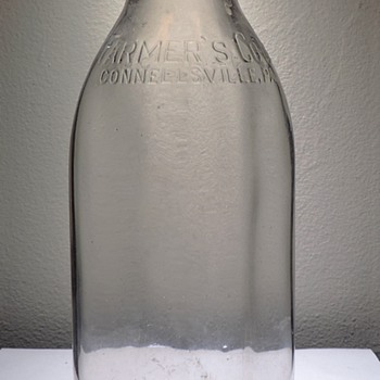 1952 Farmer's Dairy Co-Op Milk Bottle Connellsville Pennsylvania Embossed One Quart Vintage Glass - Bottles