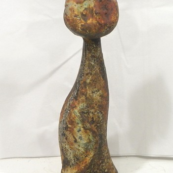 Cast Iron Cat Sculpture Okimono Japan - Asian