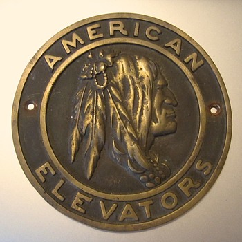 American Elevators bronze plate, INDIAN - Advertising