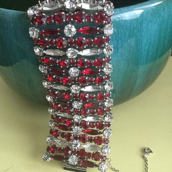 Sherman Dark Siam & Clear Bracelet - Costume Jewelry