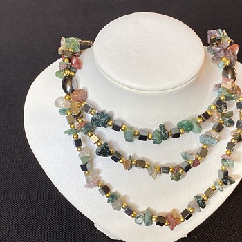 Vintage hematite & stone necklace  - Fine Jewelry
