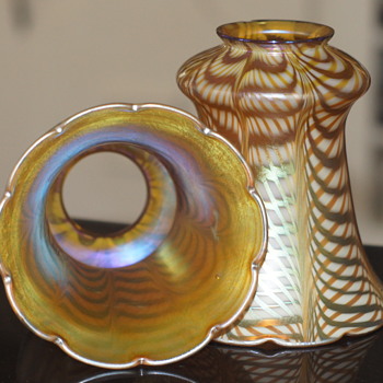 Steuben Art Glass Lamp Shades - A Pair in a Fabulous Decor!! - Art Glass