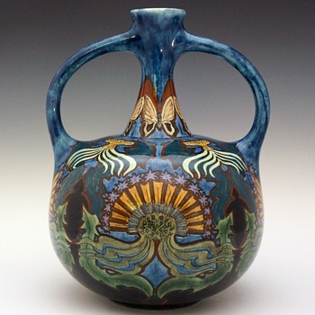 1896 Rozenburg Earthenware Handled Vase - Art Nouveau