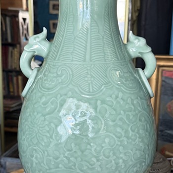 Large Celadon Vase with a Yongzheng Mark  - Asian