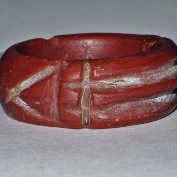 egyptian red faience Ring. Names: "Assouan Ring", or "Ring of Karnak" or "Ring of Luxor", or "Atlantis Ring". - Fine Jewelry