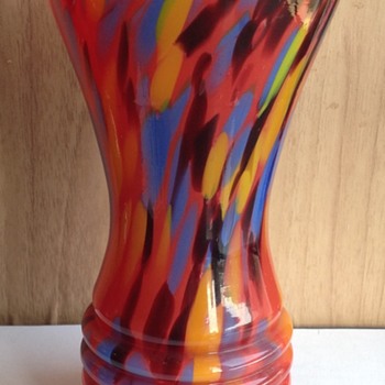 Czech Art Deco Spatter Vase - Art Glass