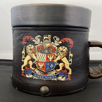 Vintage large leather coated mug - Pottery