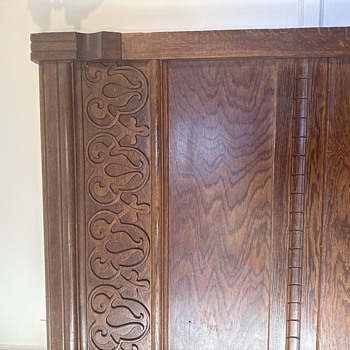 Oak headboard. I am trying to find out the meaning of the carved symbols - Furniture