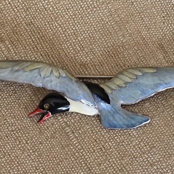 Meyle & Mayer Sterling Silver Enamel Laughing Gull? Brooch - Fine Jewelry