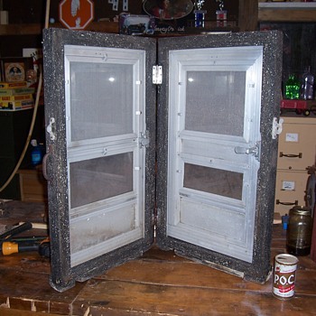 vintage FEATHER-LITE aluminum storm door salesman sample or store display - Advertising