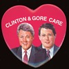 Bill Clinton and Al Gore Care Heart Shaped Pin - 1992