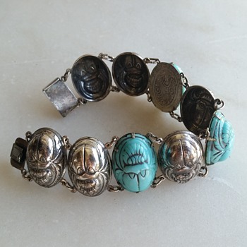 Glass scarab bracelet - Costume Jewelry