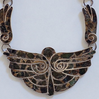 Taxco Mexican Silver & Turquoise Thunderbird Necklace – ca 1950 - Fine Jewelry