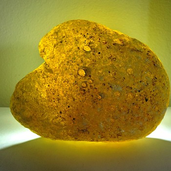 Yellow Translucent Art Glass Slag Cullet Rock Dunbar Pennsylvania - Art Glass