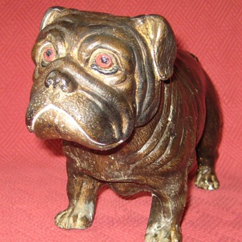 Small Bronze Bulldog Sculpture - Animals