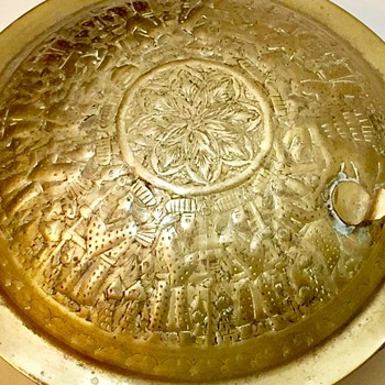 Antique Persian Qalam Zani Artwork Persepolis Wall Darius Fighting Ahriman - Asian