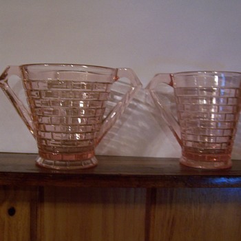 unknown pink depression glass brick pattern - Glassware