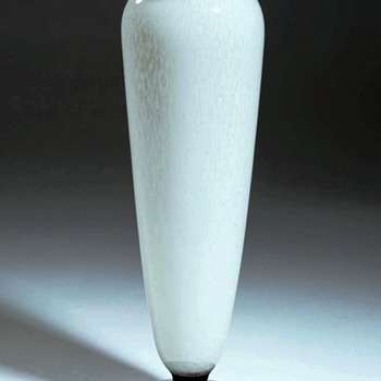 Durand-Kimble White & Black Cluthra Art Deco Vase c.1930 - Art Glass