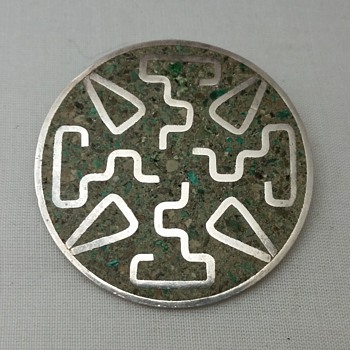 Crushed stone Mexico sterling pin/pendant - Fine Jewelry