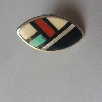 Inlay Ring Signed - Costume Jewelry