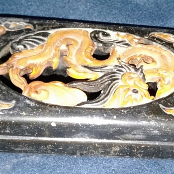 Vintage Old Chinese Hand Carved Dragon small Black Box - Asian