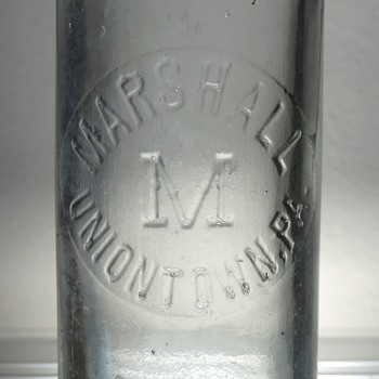 Marshall Bottling Uniontown Soda Bottle Blob Top Embossed Antique Vintage Hutchinson D.O.C. Dominick O. Cunningham - Bottles