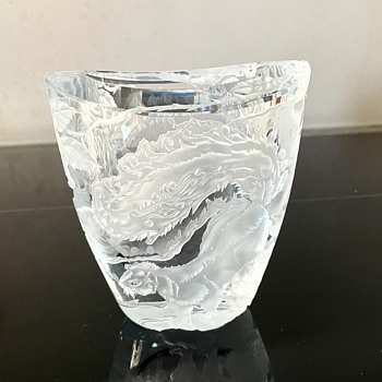Crystal sandblasted vase …1976 Any ideas?