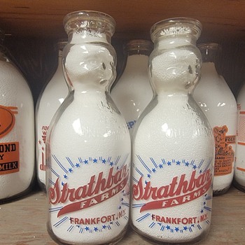 TWO STRATHBAR FARMS...FRANKFORT NEW YORK BABYTOP MILK BOTTLES  - Bottles