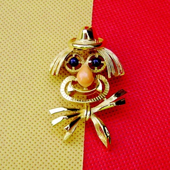 Trifari Clown Brooch - Costume Jewelry
