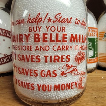 DAIRY BELL FARMS...CALIFORNIA WAR SLOGAN MILK BOTTLE - Bottles