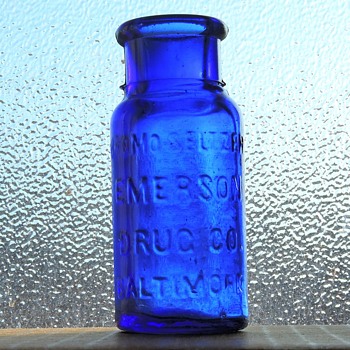 Emerson Bromo Seltzer Bottle Baltimore Maryland Cobalt Blue Glass Medicine Apothecary Drug Antique Vintage Embossed - Bottles