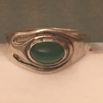 Antique Fahrner Jugendstil Sterling Chrysoprase Ring - Fine Jewelry