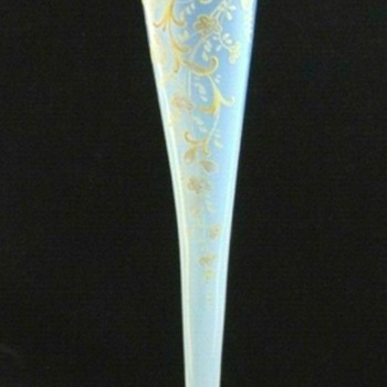 Possible Early Loetz Hand Painted Rococo Art Glass Vase - Art Glass