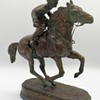 Antique Bronze Thoroughbred And Jockey Sculpture