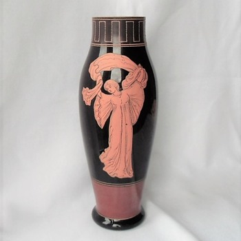 A Harrach Glass Vase, enamel style reintroduced from 1850s to 1910s, 'La Dance A L'Echarpe' French Motif of 1900 Paris - Art Glass