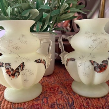 Pair of Harrach? Opaline Rose Bowls - Glassware