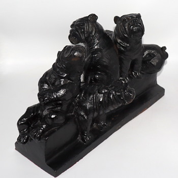 Rare Cast Iron English Bulldog Puppies Sculpture - Animals