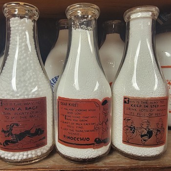3 TITUSVILLE DAIRY..PENNSYLVANIA DISNEY MILK BOTTLES - Bottles