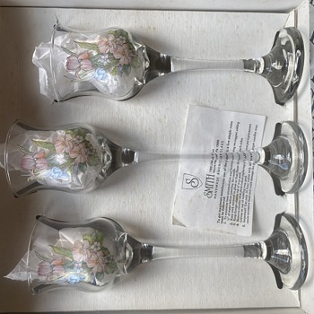 L.E.Smith Handmade American Glass 3pc Candlelights - Art Glass
