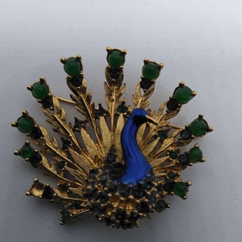 Boucher peacock brooch and earrings - Costume Jewelry
