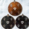 Vintage Guilloche Fleur de Lis Necklace Pendants