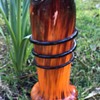Art Deco Czech Tango spatter glass vase with applied coil