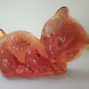 Viking Glass cat bookend or paperweight  - Animals