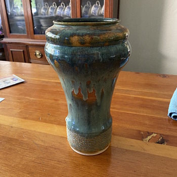 High Gloss Drip Glaze Hand Thrown Vase by Anne Oliver - Pottery