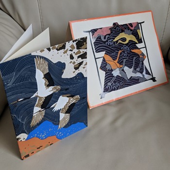 Two Peacock cards by Hogensha Co. LTD Kyoto Japan. Addressed to Panasonic founder Konosuke Matsushita. - Postcards