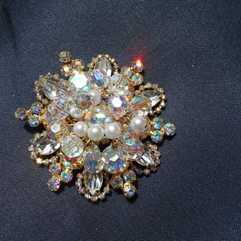 Aurora Borealis Brooch - Costume Jewelry