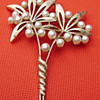 Crown Trifari Pearl Coconut Palm Tree brooch