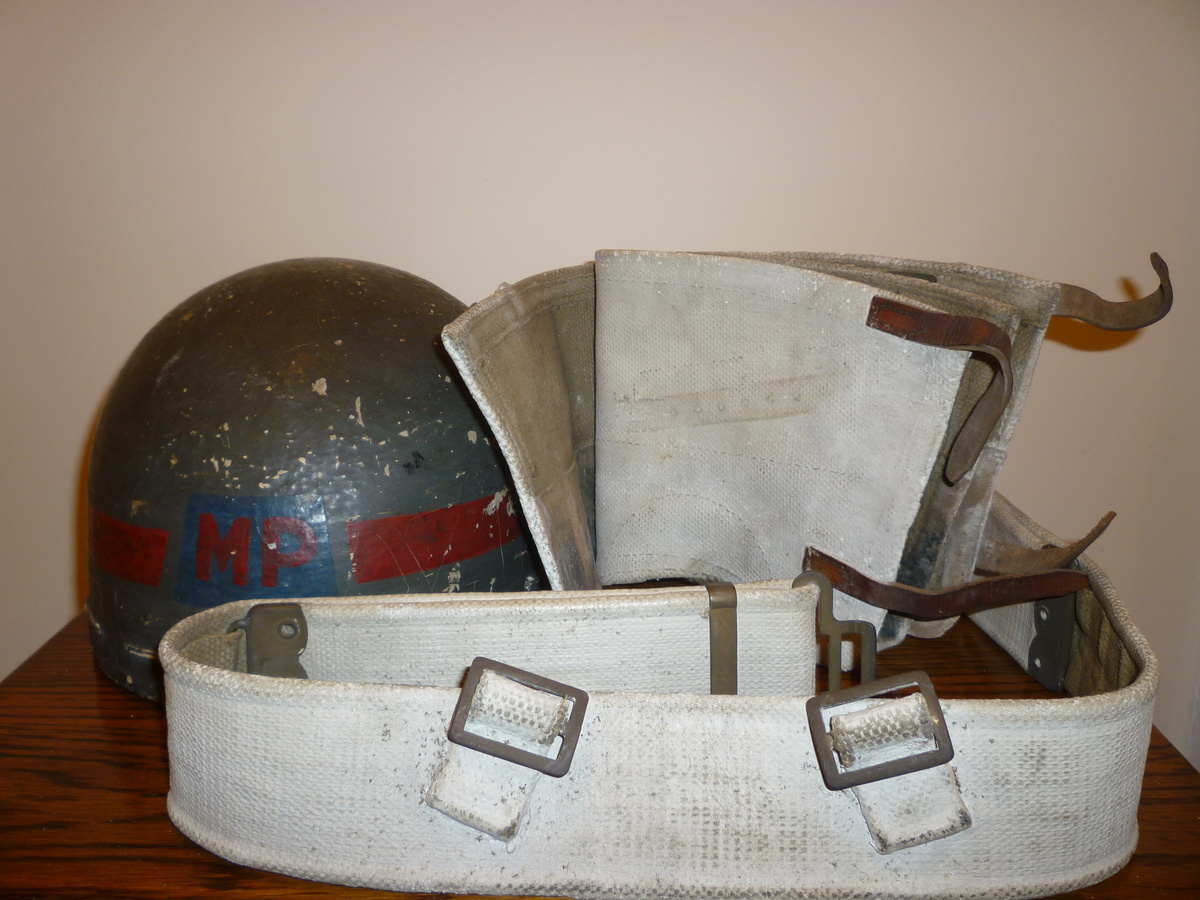 British WW11 Papier Mache and cloth MP helmet. Collectors Weekly