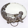 1890's Large Silver Plated "Cupid Tickling Man In The Moon" Vanity Mirror
