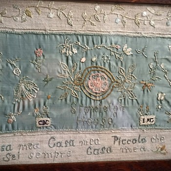 Late Victorian Arts & Crafts Embroidered Panel by Lady Edith Cave of "Stoneleigh House" Bristol England - Arts and Crafts